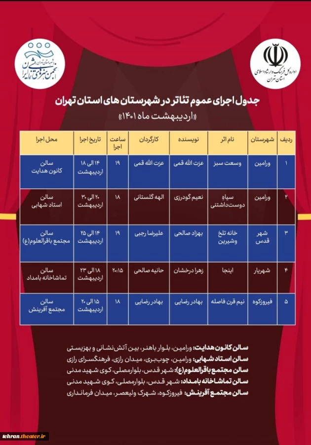 اجراهای تئاتر شهرستان های استان تهران معرفی شد 2